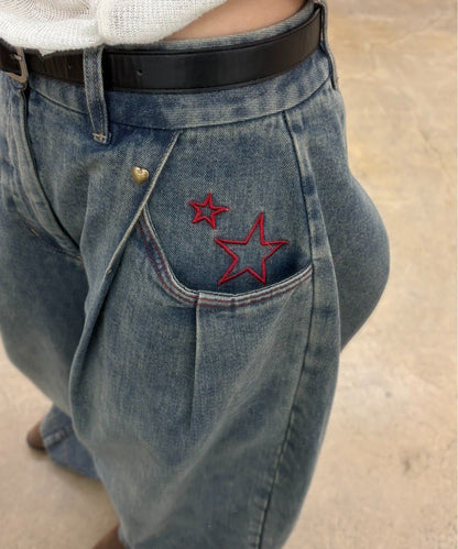 w closet barrel denim pants with 刺繡 - Image 35