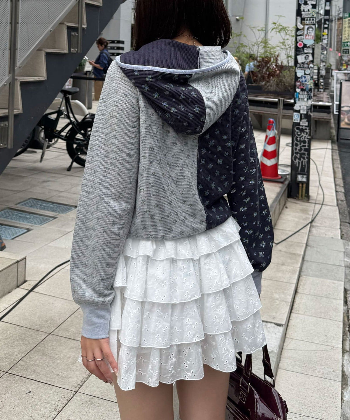 CIAOPANIC Patchwork Flower Waffle Zip Hoodie - Image 15