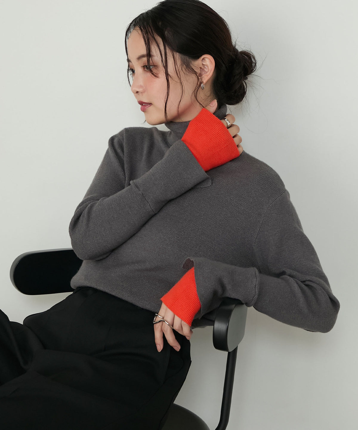 [超暖！] forksy. 假2件針織高領Top - Image 4
