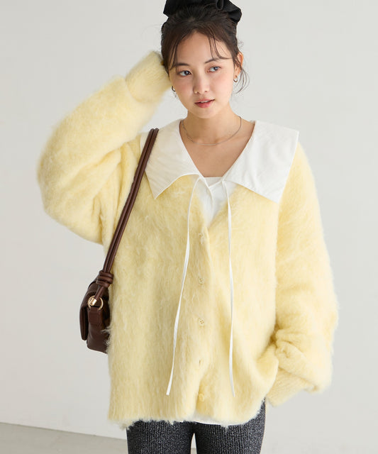 forksy. Shaggy Knit V-Neck Cardigan - Image 9
