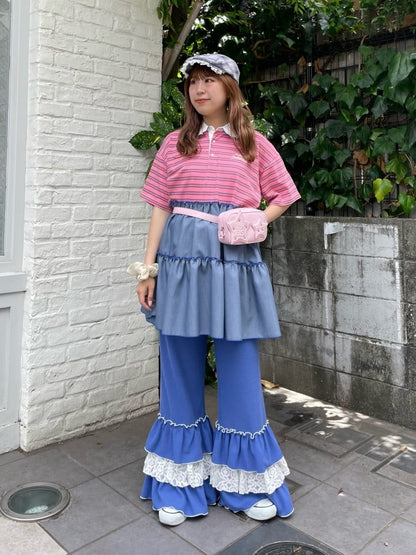 HELLO.SANFRANCISCO 荷葉邊領條紋rugby shirt tunic - Image 29