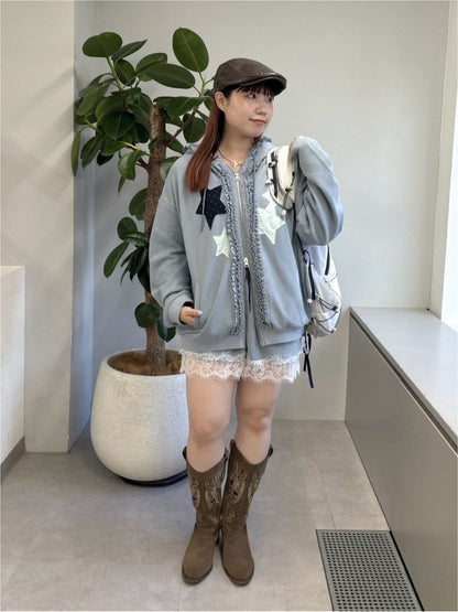 w closet Star pattern patchwork hoodie - Image 38