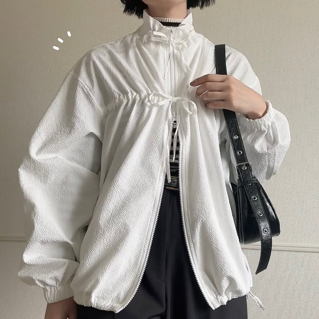 蝴蝶結雙拉鍊薄款外套🎀