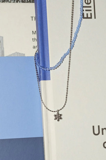 GOLDY Metal Flower x Color Bead Layered Necklace