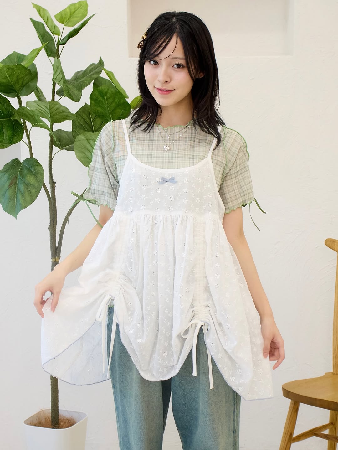 [短袖❣️]Kutir Ribbon sheer top