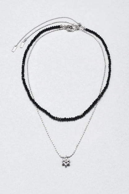 GOLDY Metal Flower x Color Bead Layered Necklace