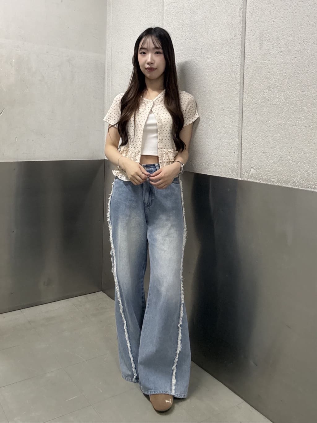 w closet Fringe baggy denim pants - Image 62