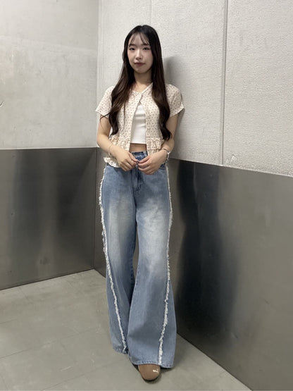 w closet Fringe baggy denim pants - Image 62