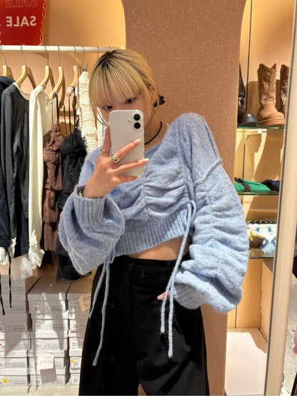 [實色Version] w closet 抽繩拼色針織