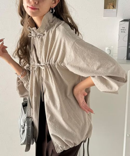 蝴蝶結雙拉鍊薄款外套🎀