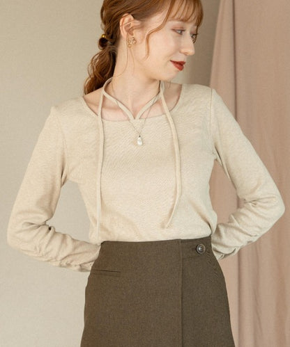 Hinari 綁帶掛頸混色上衣