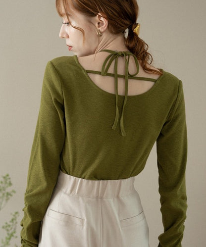 Hinari 綁帶掛頸混色上衣