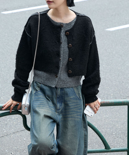 forksy. 假2件拼色短版cardigan - Image 18