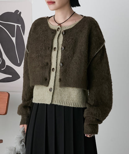 forksy. 假2件拼色短版cardigan - Image 37