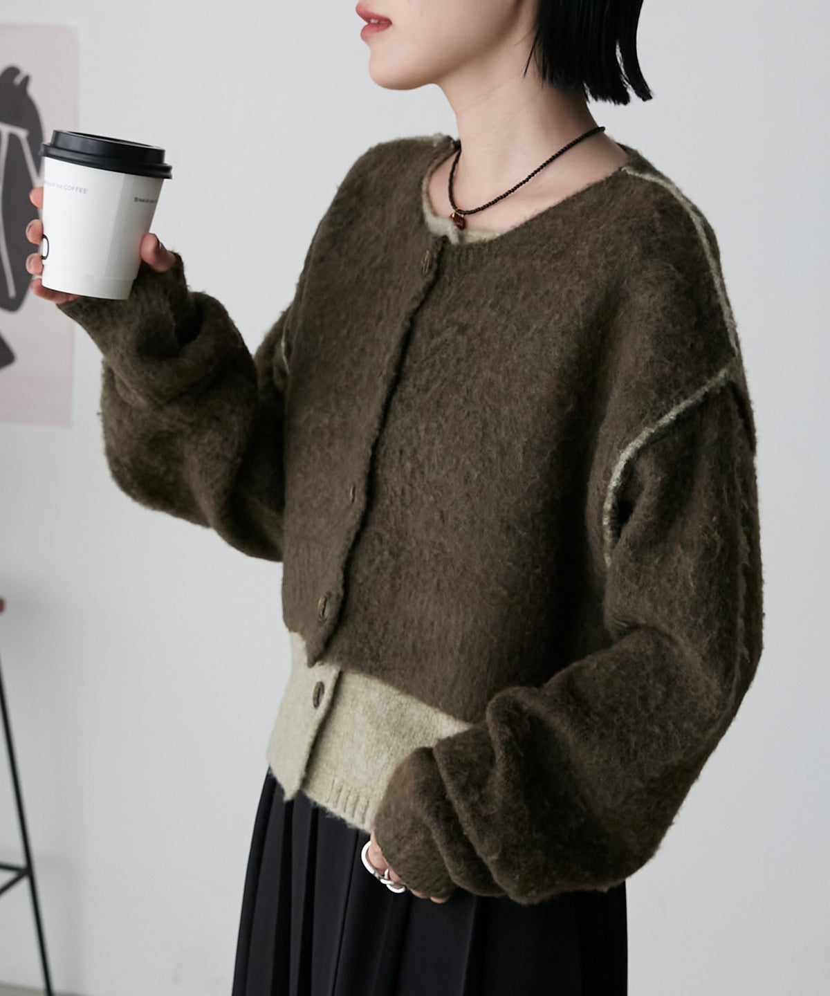 forksy. 假2件拼色短版cardigan - Image 38