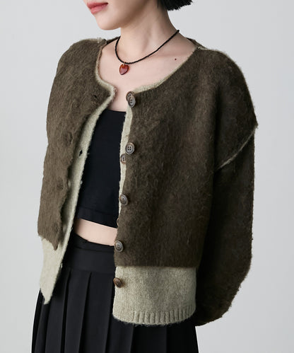 forksy. 假2件拼色短版cardigan - Image 39