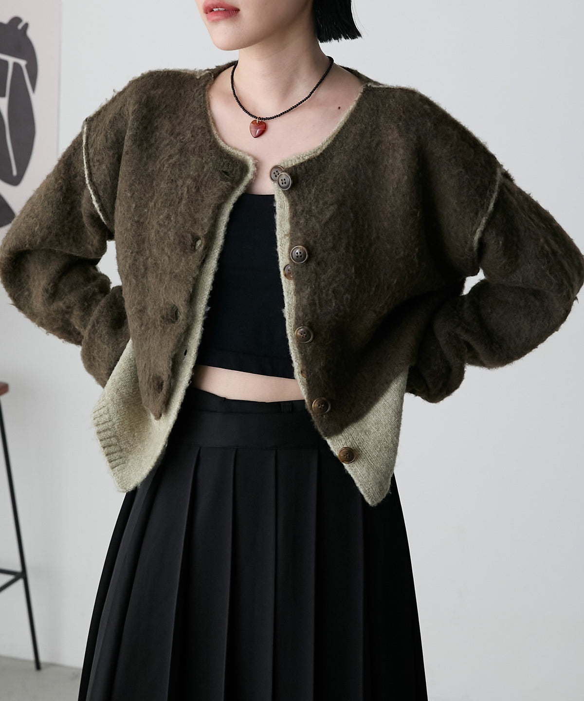 forksy. 假2件拼色短版cardigan - Image 40