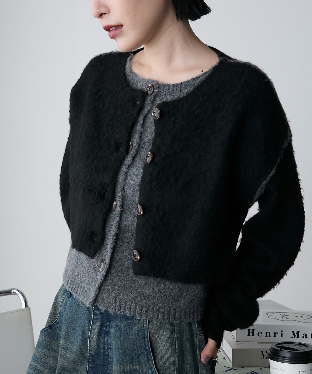 forksy. 假2件拼色短版cardigan - Image 22