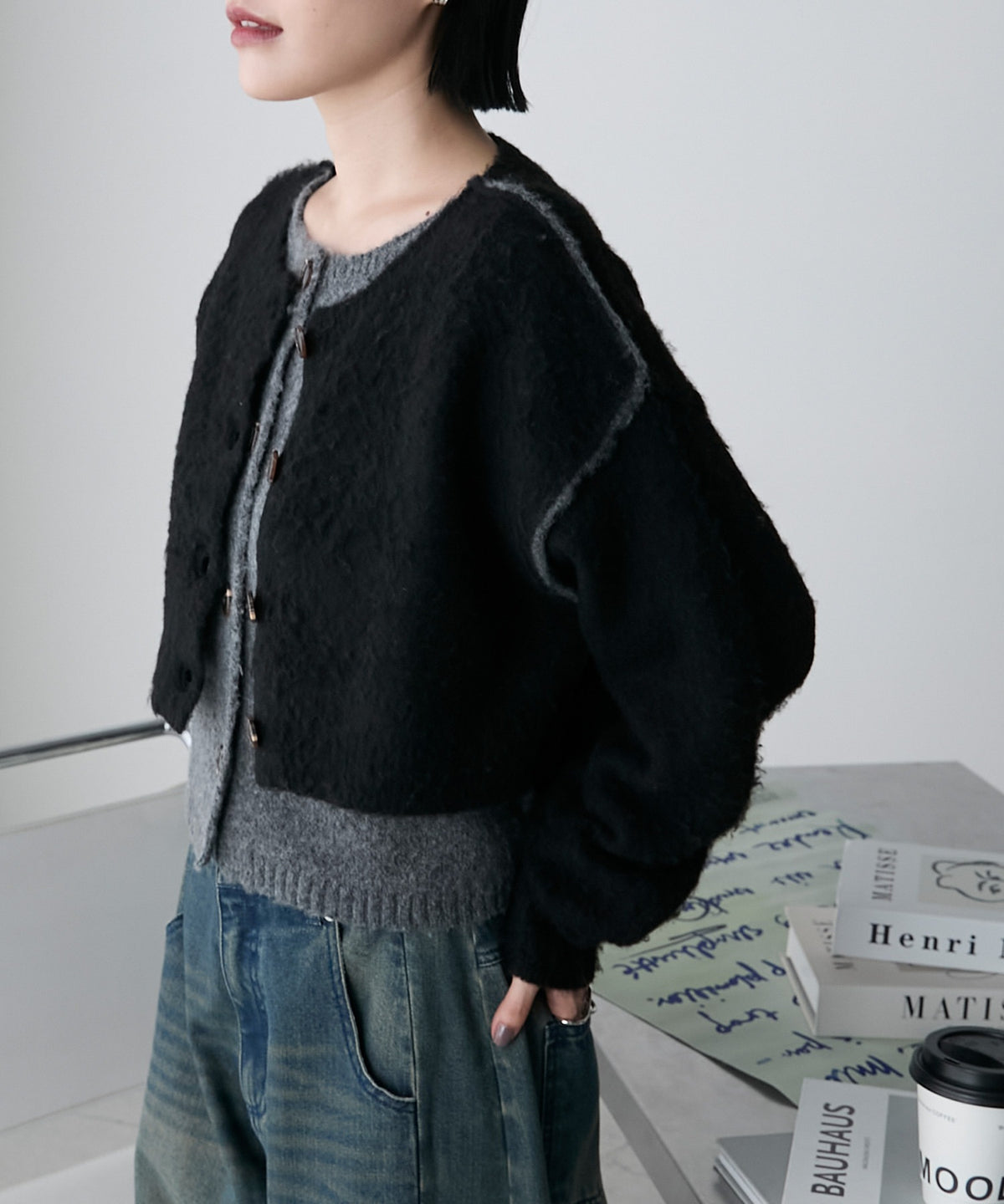 forksy. 假2件拼色短版cardigan - Image 30
