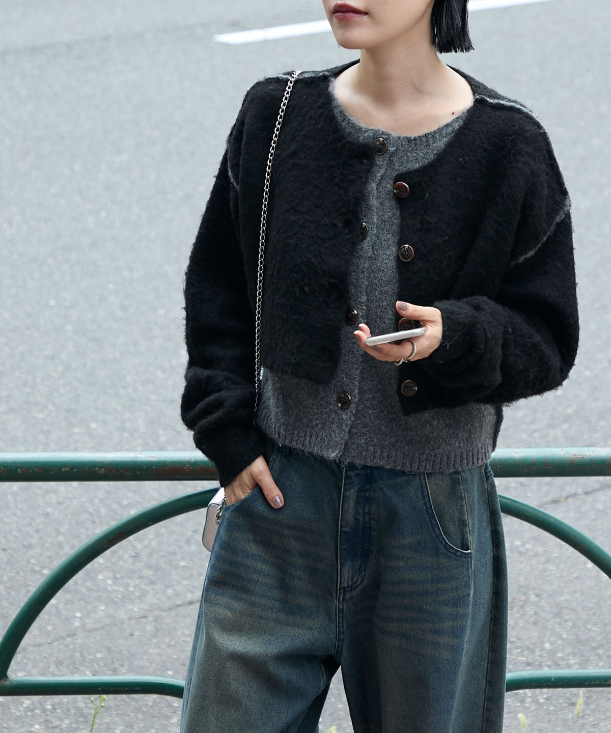 forksy. 假2件拼色短版cardigan - Image 14