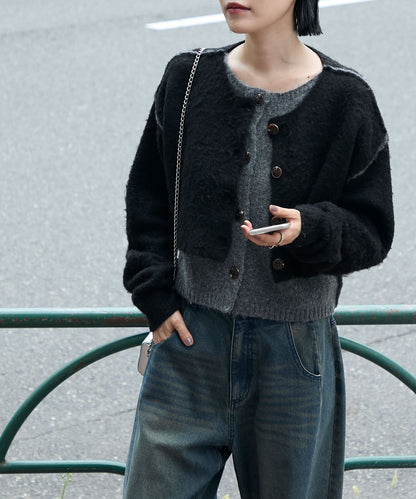 forksy. 假2件拼色短版cardigan - Image 14