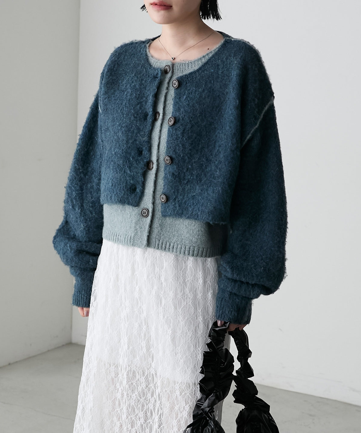 forksy. 假2件拼色短版cardigan - Image 67