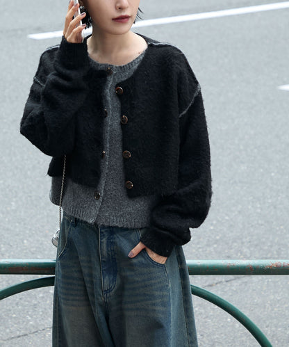 forksy. 假2件拼色短版cardigan - Image 11
