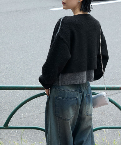 forksy. 假2件拼色短版cardigan - Image 13