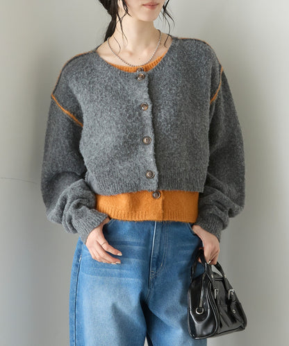 forksy. 假2件拼色短版cardigan - Image 59