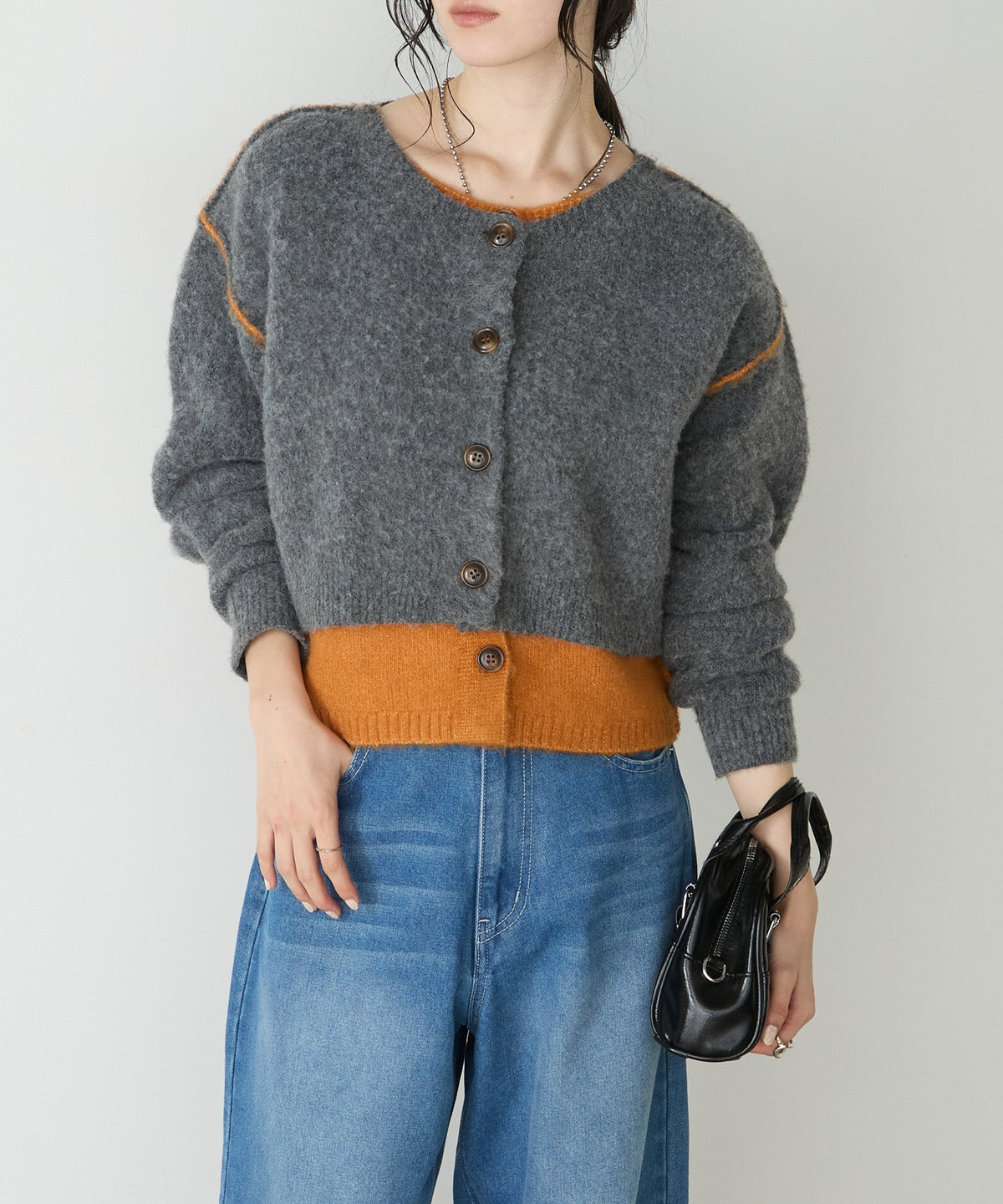 forksy. 假2件拼色短版cardigan - Image 61