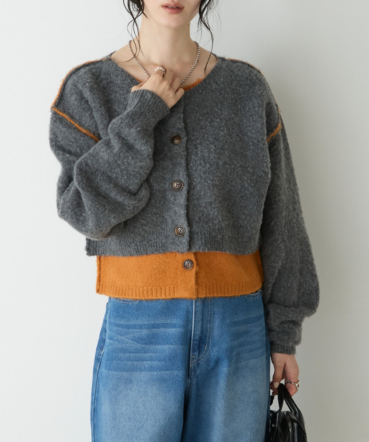 forksy. 假2件拼色短版cardigan - Image 62