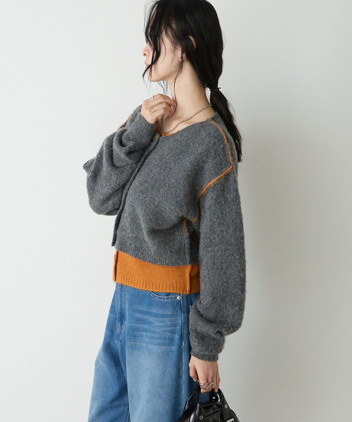 forksy. 假2件拼色短版cardigan - Image 63