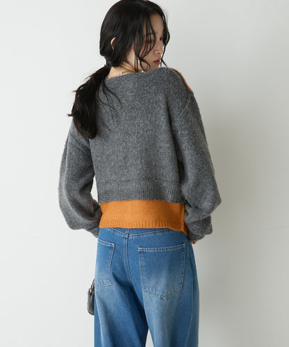 forksy. 假2件拼色短版cardigan - Image 64