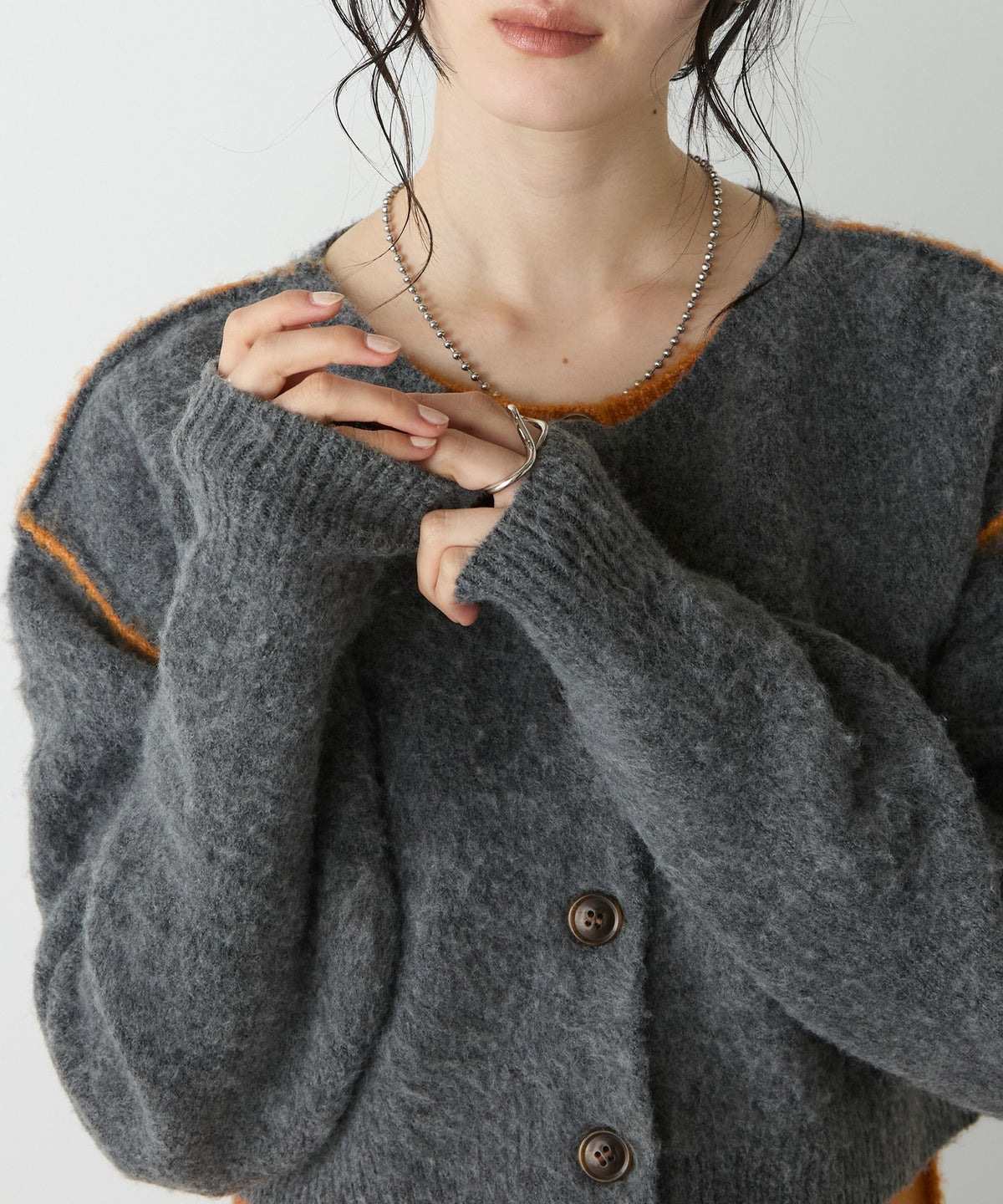 forksy. 假2件拼色短版cardigan - Image 65