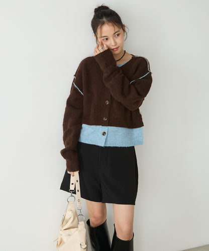 forksy. 假2件拼色短版cardigan - Image 94