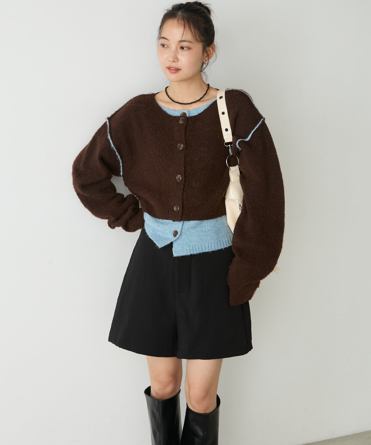 forksy. 假2件拼色短版cardigan - Image 96