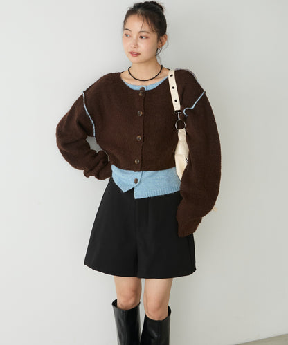 forksy. 假2件拼色短版cardigan - Image 96