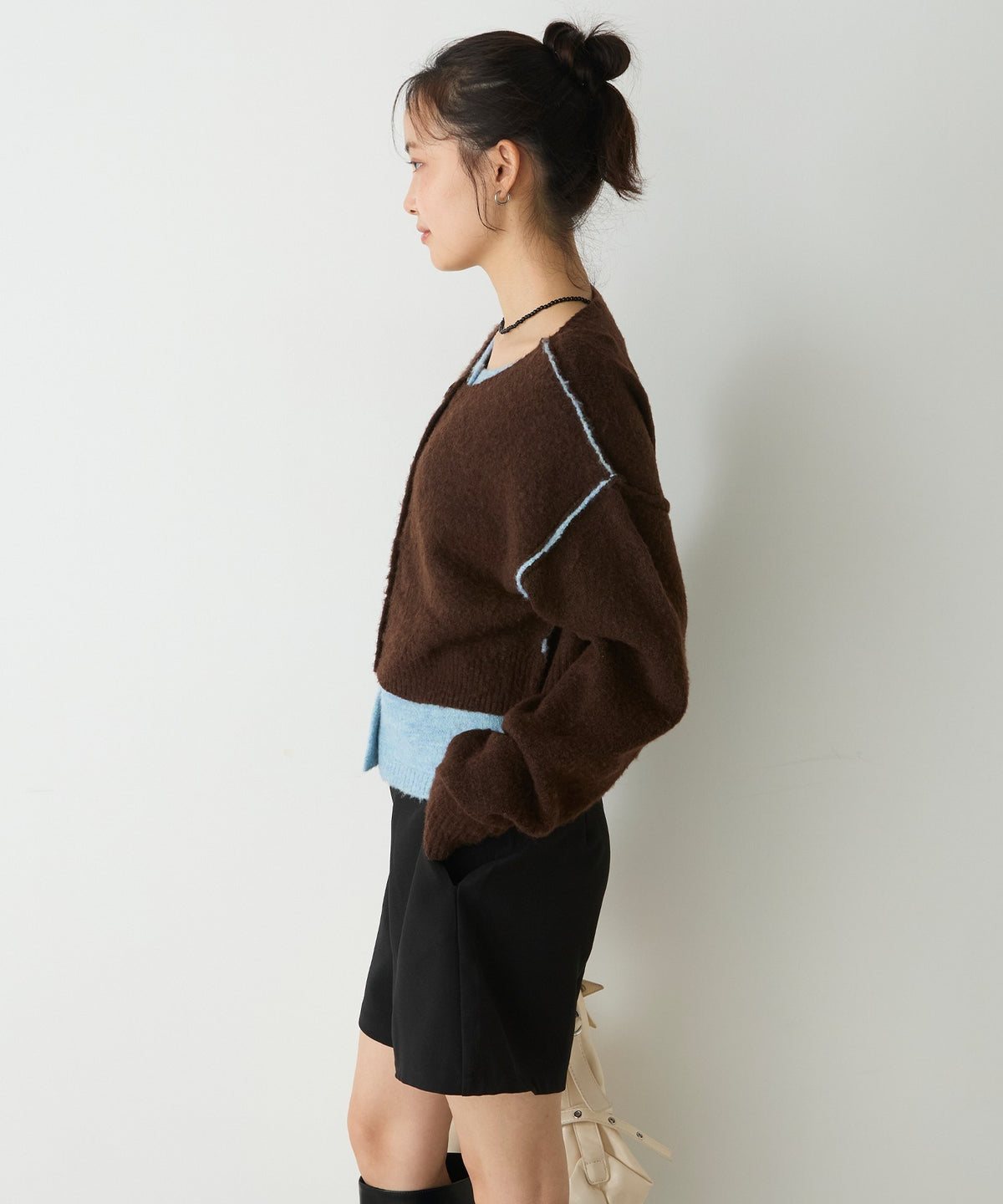 forksy. 假2件拼色短版cardigan - Image 98
