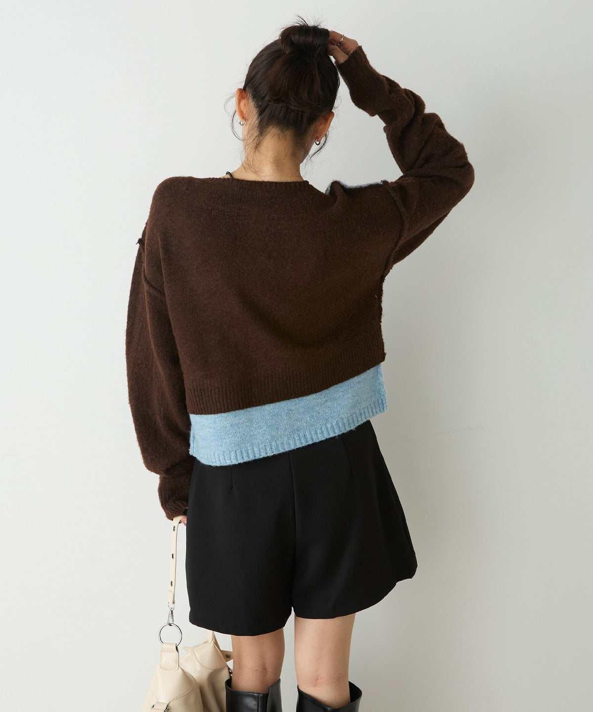 forksy. 假2件拼色短版cardigan - Image 99
