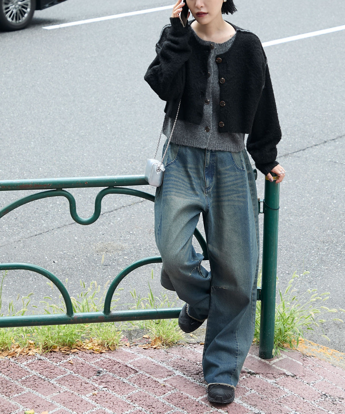 forksy. 假2件拼色短版cardigan - Image 15