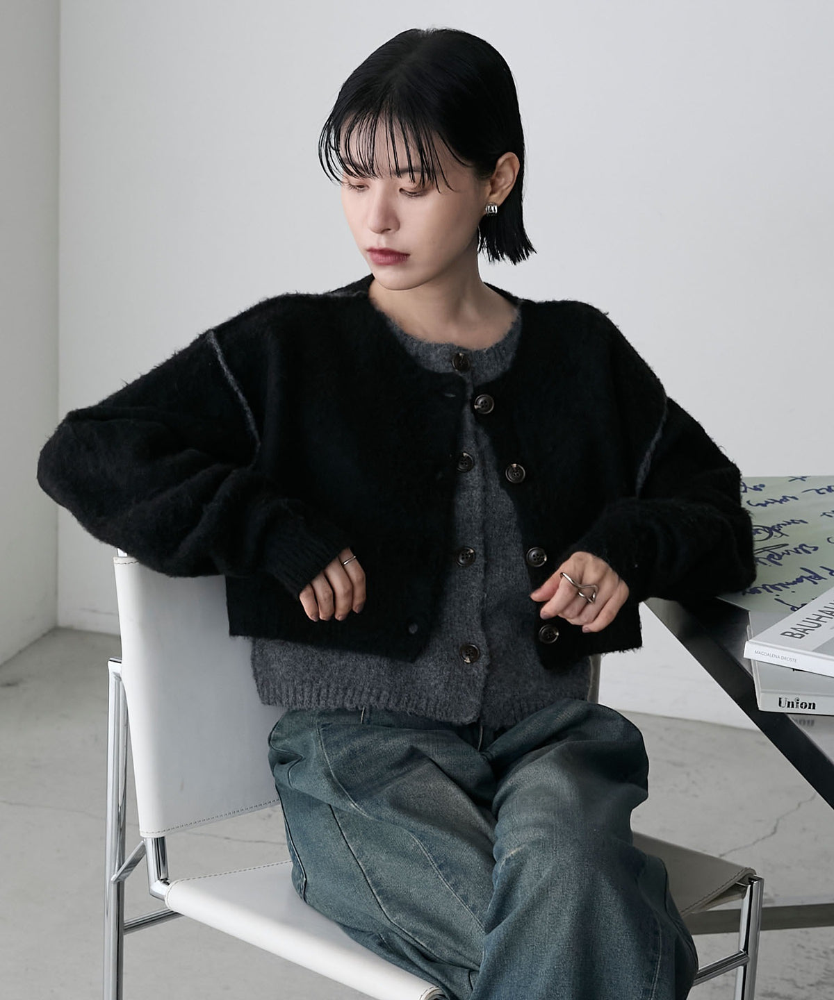 forksy. 假2件拼色短版cardigan - Image 23