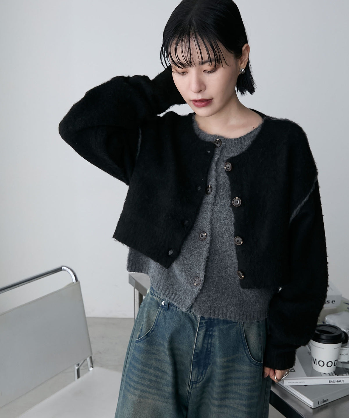 forksy. 假2件拼色短版cardigan - Image 24