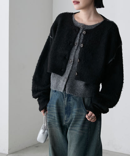 forksy. 假2件拼色短版cardigan - Image 25