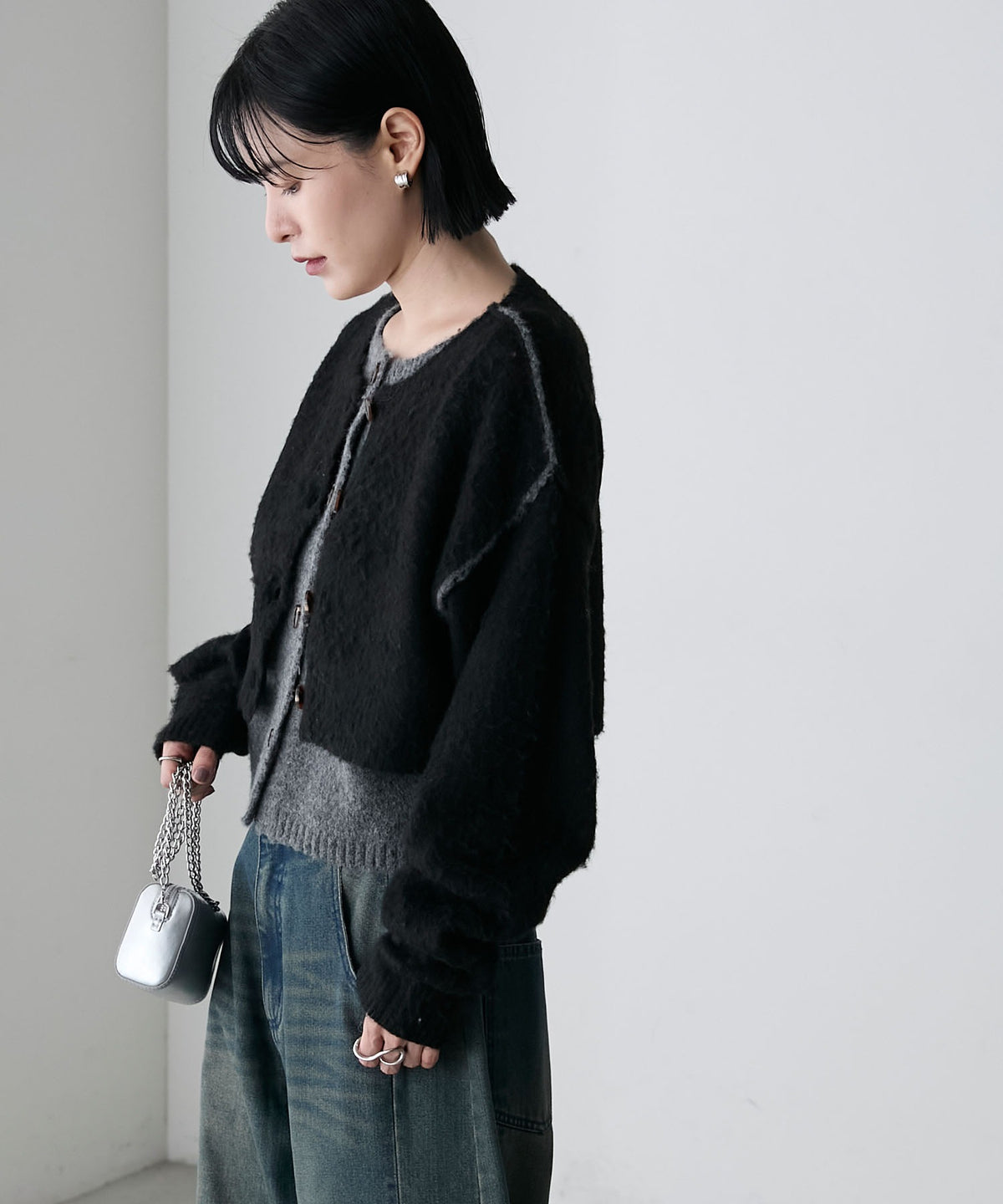 forksy. 假2件拼色短版cardigan - Image 26