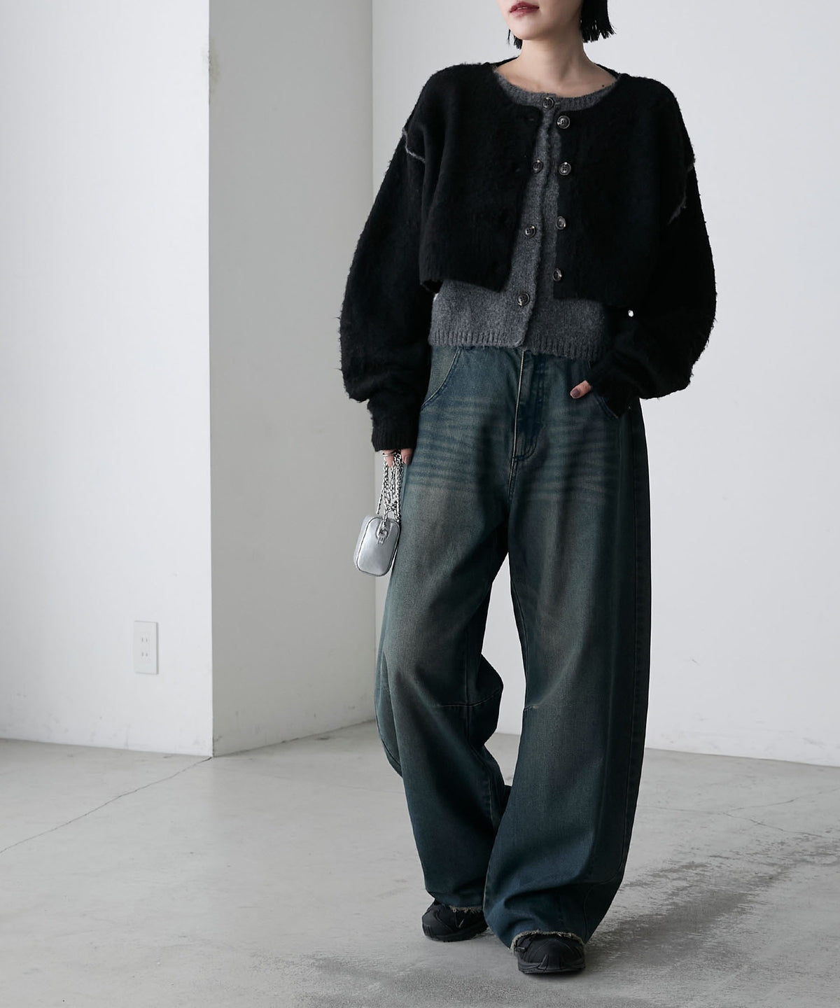 forksy. 假2件拼色短版cardigan - Image 32
