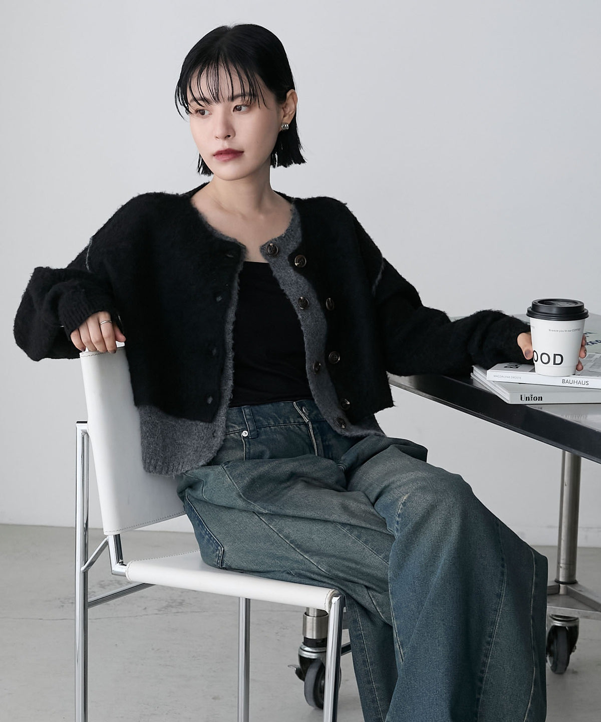forksy. 假2件拼色短版cardigan - Image 21