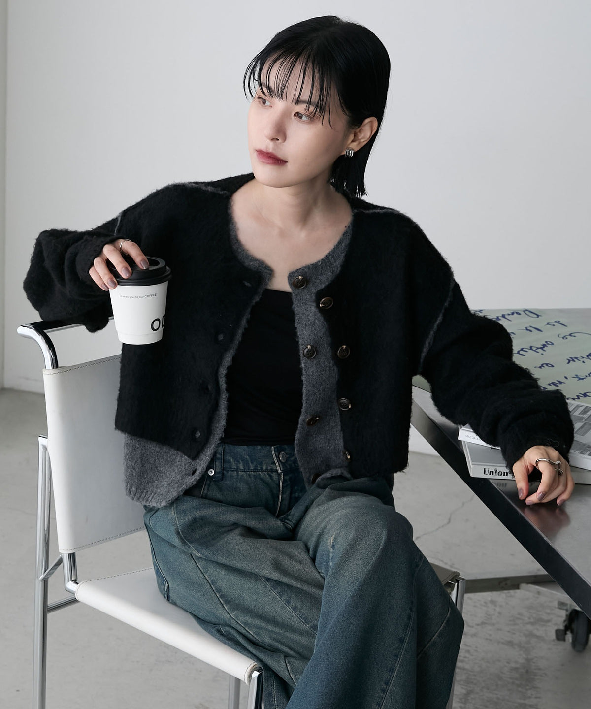 forksy. 假2件拼色短版cardigan - Image 36