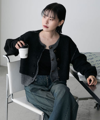 forksy. 假2件拼色短版cardigan - Image 36
