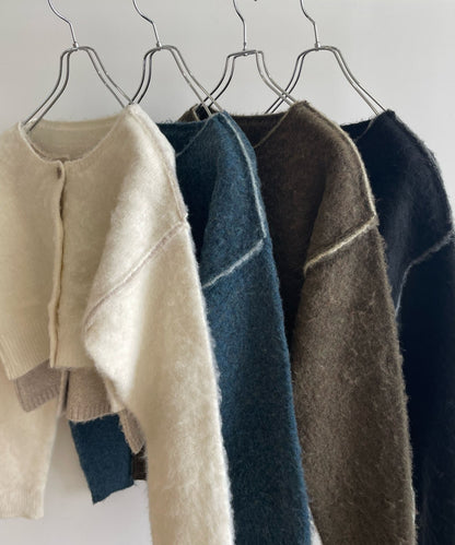 forksy. 假2件拼色短版cardigan - Image 8