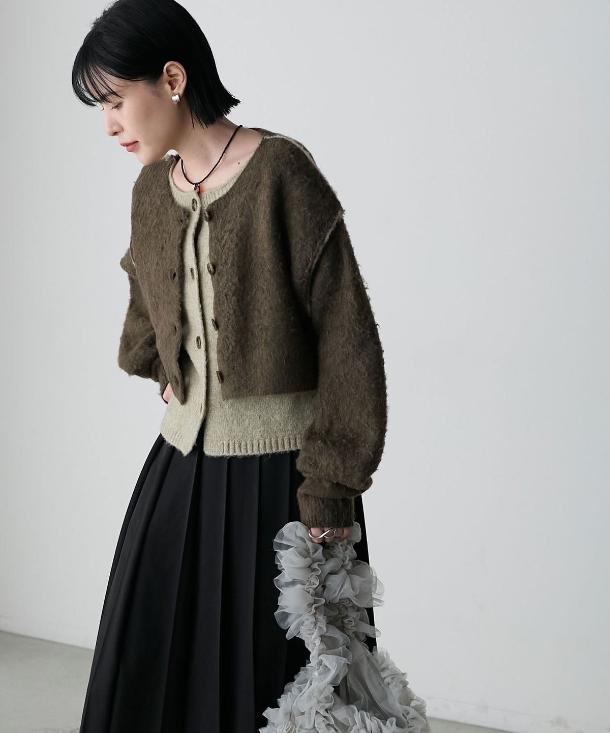 forksy. 假2件拼色短版cardigan - Image 47